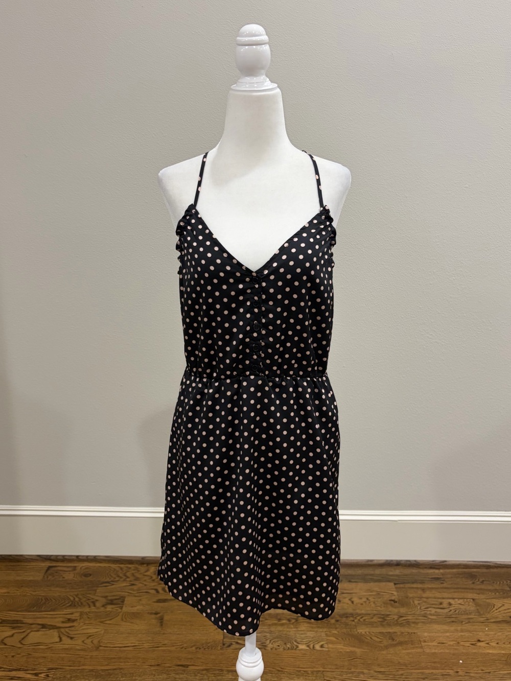 Cotton Candy black razor back dress with blush polka dots 🖤 🩷